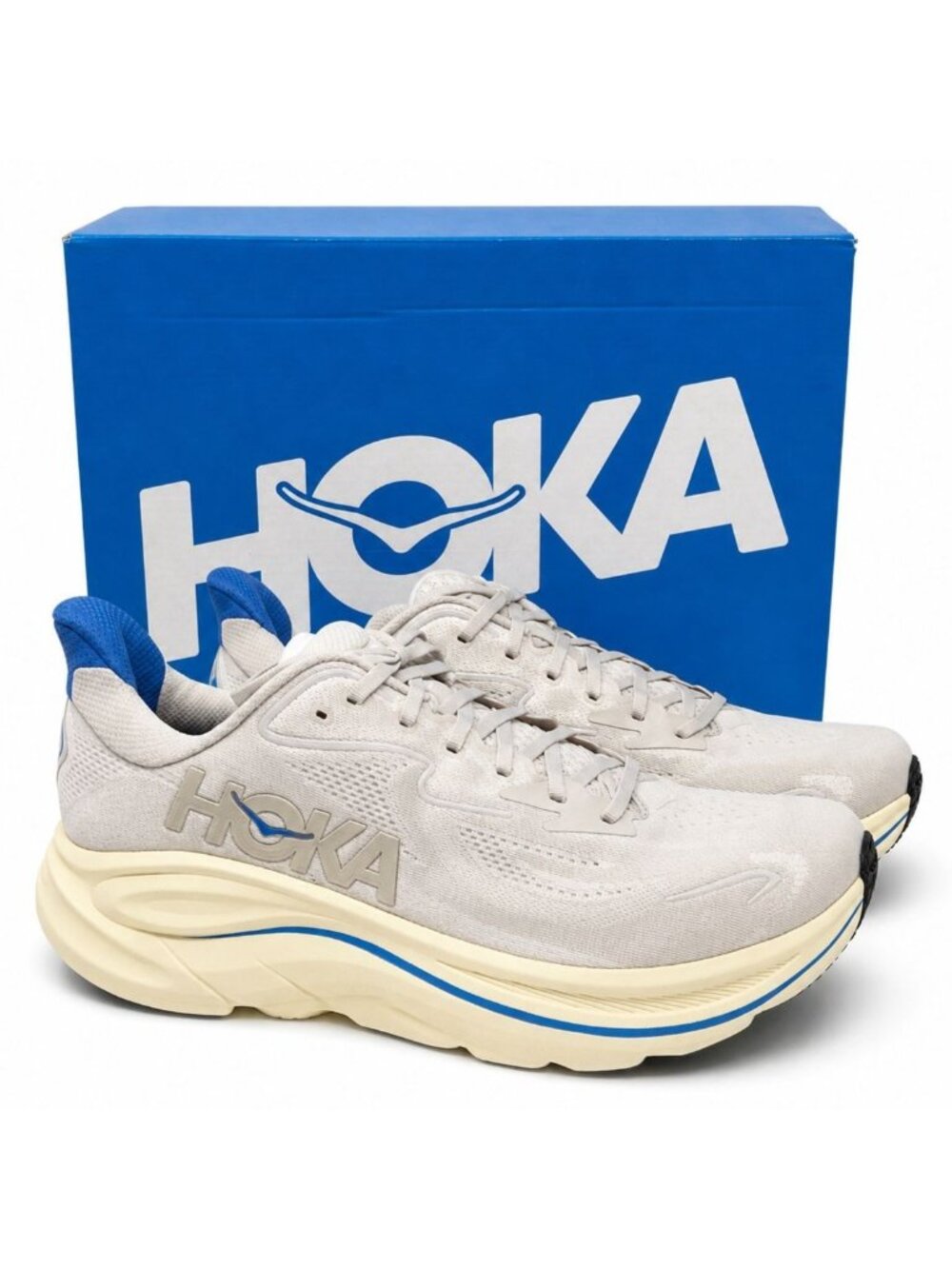 HOKA Clifton Supportive 10 Road Running Shoes Men 13 Stucco Virtual Blue 1162030